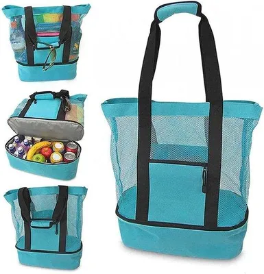 Produktbild von Strandtas Mesh Damen Camping Picknick Canvas schwarz