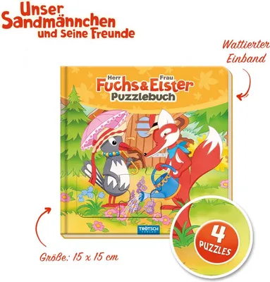 Produktbild von Trötsch Unser Sandmännchen Puzzlebuch mit 4 Puzzle Fuchs und Elster