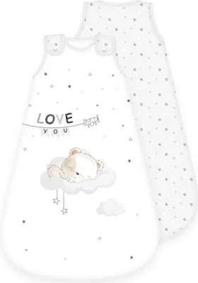 Produktbild von Herding Baby Best Baby-Schlafsack Sleeping Little Bear, Bär-Motiv, 70 x 45 cm, Seitlich umlaufender Reißverschluss und Druckknöpfe Größe: 70 x 45 cm
