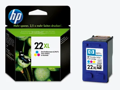 Produktbild von HP 22XL, Hohe (XL-) Ausbeute, Cyan, Magenta, Gelb, Tinte auf Farbstoffbasis, 11 ml, 1 Stück(e), 415 Seiten