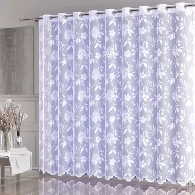 Zdjęcie produktu dla Firanka żakardowa gotowa Islia na przelotkach 500x250 cm biała - 250 cm 500 cm