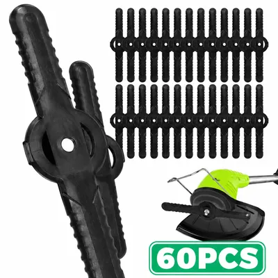 Produktbild von Ersatzmesser Rasentrimmer 60 Stück, 14 cm Kunststoff, ideal für Rasentrimmer Zubehör, Garten & Rasenpflege, Schwarz