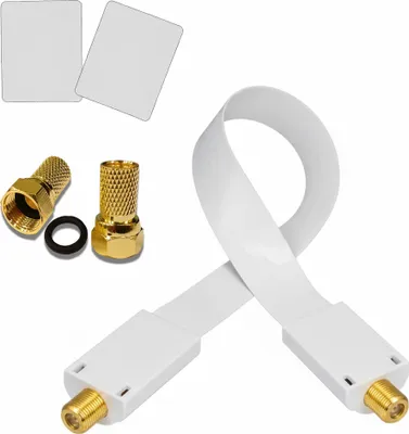Produktbild von Flaches Koaxialkabel SAT-Kabel Weiss Fensterdurchführung | Tür HD Receiver PVR R