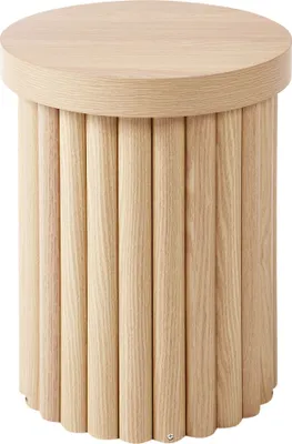 Produktbild von BELIANI Beistelltisch Hellbraun MDF Rund Klein Skandinavischer Stil Scandi Modernes Design für Wohnzimmer