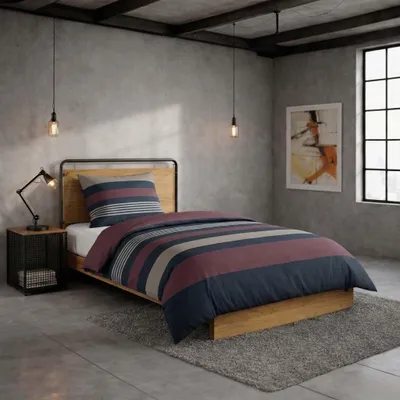 Produktbild von Kuschelige Flanell Bettwäsche 135x200 cm 2tlg. – Baumwolle Gestreift Beere