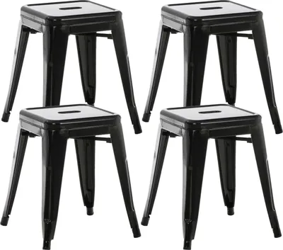 Produktbild von CLP 4er Set Hocker Armin aus Metall | Farbe schwarz