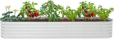 Produktbild von Verzinktes Stahl-Hochbeet 285x60x43cm, 14-in-1, aus Wellblech für Gemüse im Garten | Rostfrei, wetterfest, mit Sicherheitskante, faltbar und offenem Boden – ideal für Gemüse, Kräuter und Blumen