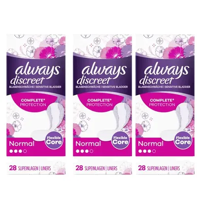 Produktbild von Always Discreet Inkontinenz Slipeinlagen Normal 28 Stück 130g 3er Pack
