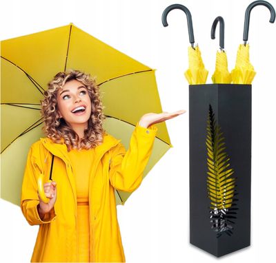 Regenschirmständer Stahl Schwarz Regenschirmhalter mit Abtropfbehälter 16 x 16 x 60 cm