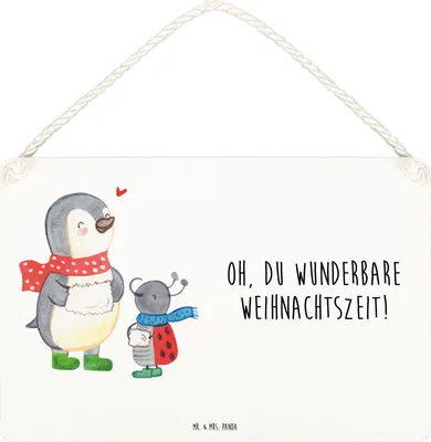 Produktbild von Mr. & Mrs. Panda Schild Smörle Winterzeit DIN A4 - Weiß - Geschenk, Weihnachtszeit, Weihnachten, Türschild, Grüße, Wandbild Holz, holzbild, Weihnachtsgruß, Holzschild
