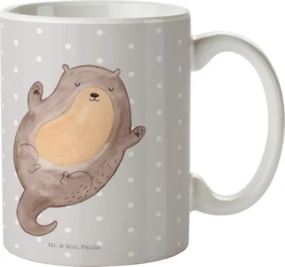 Produktbild von Mr. & Mrs. Panda Becher Otter Umarmen - Grau Pastell - Geschenk, Optimistisch, Kaffeetasse, gut Gelaunt, Tasse, glücklich, kakaobecher, milchkaffeetasse, Pott, Hallo