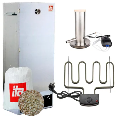 Produktbild von ITA Räucherofen 7003 - Premium XL Räucherschrank mit 3 Etagen 111 cm - Legierter Stahl - Smoker - Qualität  EU Direkt vom Hersteller