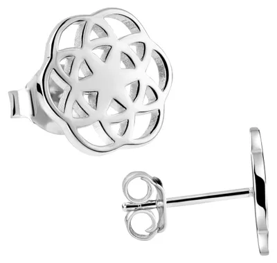 Produktbild von MATERIA 925 Silber Ohrstecker Blume des Lebens rund 10x10mm - Damen Ohrringe Stecker rhodiniert SO-384-Silber