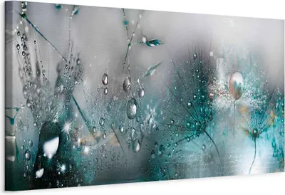 Produktbild von Italienischer Leinwand Leinwandbild - Sonata in Blue 120x40 cm Blumen b-C-0169-b-d