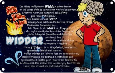 Produktbild von vianmo Blechschild 20x30 cm Sternzeichen Widder Planet Mars Dekoration Astrologie