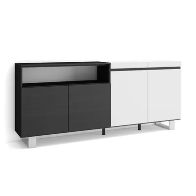 Immagine prodotto di COZY Credenza, Mobile, Cucina, 200x35x87cm, 4 Porte, Bianco e Nero