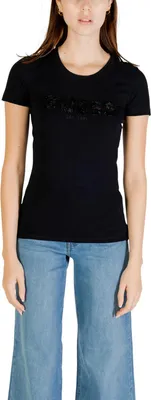 Image de T-shirt Guess pour femme, noir, avec imprimé et paillettes : taille - XL Taille : XL