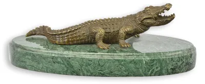 Produktbild von Bronzeskulptur Krokodil Replikat Retro Design Dekoration
