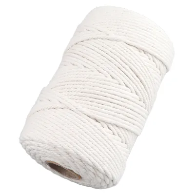 Obrázek produktu pro Bílá makramová šňůra 4 mm x 21,9 yardů Makramové lano Bavlněná šňůra pro nástěnné závěsy Závěsy na rostliny Řemesla Pletení