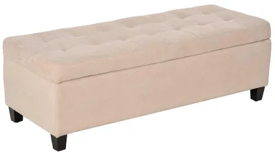 Produktbild von HOMCOM Sitzbank Polsterbank mit Stauraum, Bettbank mit Deckel, Leinenoptik Beige