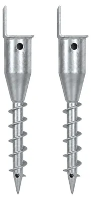 Produktbild von 2x L-Profil Bodenhülse zum einschrauben 46,5 cm Länge feuerverzinkt für Vierkanthölzer 9,5x7