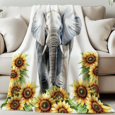 Immagine prodotto di Coperta in pile a forma di elefante, ideale per la casa e l'ufficio, dimensioni 140 x 130 cm
