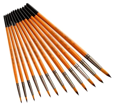 Produktbild von 12-teiliges Set Kunstpinsel aus Nylon und Holz für Aquarell- und Ölfarben