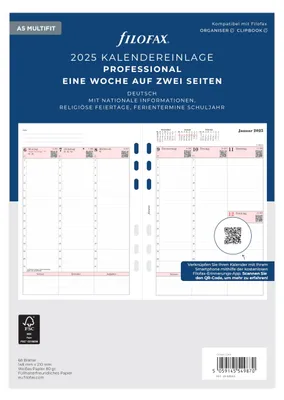 Productafbeelding van Filofax A5 Professional, weekagenda met 2 pagina's per week (Duits), editie 2025