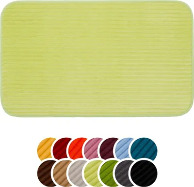 Immagine prodotto di tappeto da bagno liebling con rivestimento antiscivolo in PVC, effetto velluto a coste, 100% poliestere, 50 x 70 cm, adatto al riscaldamento a pavimento, lime