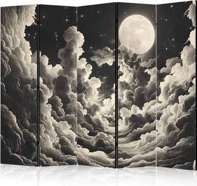 Produktbild von 5-teiliger Einseitiger Vlies Paravent - The Moon and Stars Singing Amongst Great Clouds 225x172 cm Landschaften b-H-10059-z-a