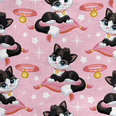 Produktbild von Royal Samt Stoff Polyester Zum Nähen - Motiv schwarzes Kätzchen auf dem Kissen