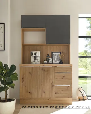 Produktbild von Küchen Buffet Marleen Premium 120 cm Grau Artisan Eiche Respekta