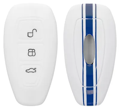 Produktbild von kwmobile Schlüsselhülle für Ford 3-Tasten Autoschlüssel Keyless Go Hülle - Autoschlüssel Schlüssel Hülle aus Silikon - Schlüsselschutz Gehäuse in Blau