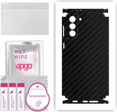 Produktbild von apgo Rückseite + Seiten Schutzfolie, Skin, kompatibel mit Samsung Galaxy S21 Plus 5G, Hinten Displayschutzfolie aus Vinylfolie, kratzfest, einfache Montage - Schwarzer Kohlenstoff