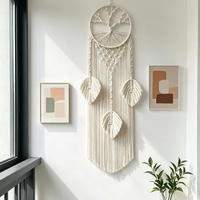 Produktbild von Makramee Traumfänger - Baum des Lebens Design - Wanddekoration für Schlafzimmer Wohnzimmer und Eingangsbereiche