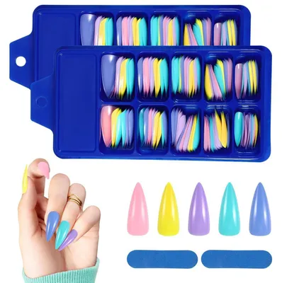 Image de Ongles artificiels design français, lot de 240 pièces, avec limes à ongles