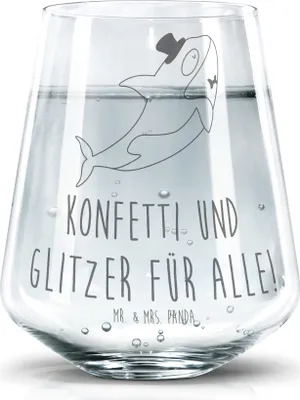Produktbild von Mr. & Mrs. Panda Wasserglas Orca Zylinder - Transparent - Geschenk, Becherglas, Meer, Glückwunsch, Konfetti, Geburtstag, Glasbecher, Narwal, Dekoglas, Tumbler Glas, Fest