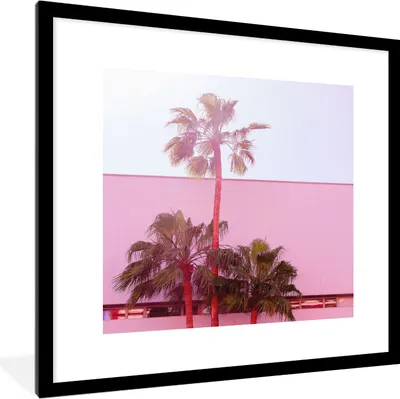 Produktbild von MuchoWow® Gerahmtes Poster Palme - Garten Poster - Rosa 40x40 cm - Poster mit Schwarzem Bilderrahmen Wandposter Rahmen Foto Bilder - Poster - Plakat im Rahmen