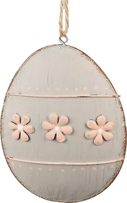 Immagine prodotto di Ciondolo uovo di Pasqua Clayre & Eef 8 cm in metallo grigio