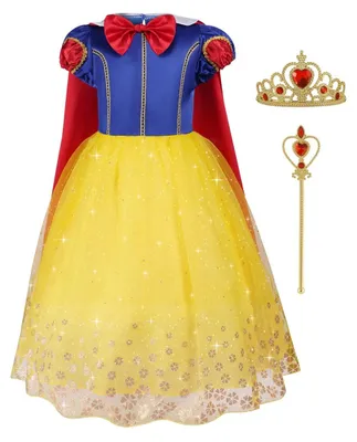 Obrázek produktu pro Kostým princezna Sněhurka - Bílé šaty s korunou a červeným pláštěm - Pro děti - Narozeniny a karneval