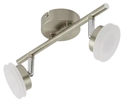 Productafbeelding van Briloner LED wandlamp/plafondlamp Stone, nikkel mat, 2 x 4,5W, 800lm, warm wit, 3000K