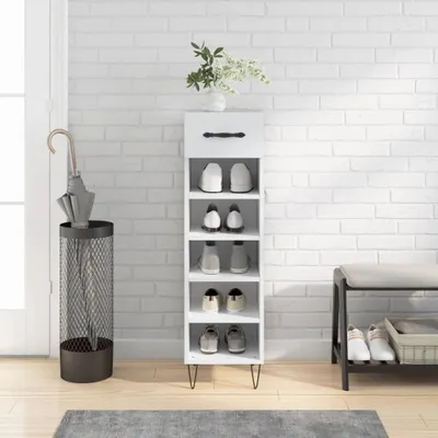 Productafbeelding van De Living Store schoenenkast, wit, 30x35x105 cm, van houtvezel