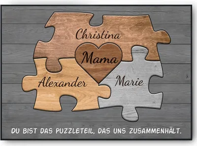 Produktbild von Mama Geschenk personalisiert | Mutter Geburtstag Mama Familienbild gestalten | Muttertag personalisierte Geschenke Mama Puzzle – DIN A4 (21x29.7cm) / 3 Namen