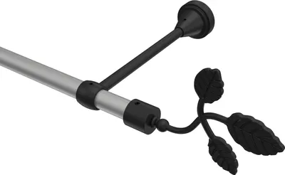 Produktbild von Interdeco Gardinenstange / Vorhangstange Silbergrau / Schwarz, Typ Primus Alessia (Blatt), 16 mm Ø 1-läufig, 440 cm