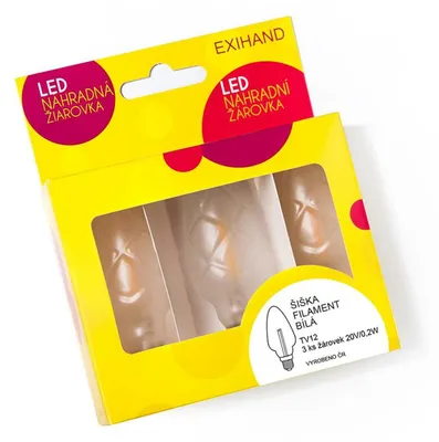 Obrázok produktu pre Exihand LED žiarovka v blistri, kužeľovitá, biela, 3 ks, 20 V/0,2 W