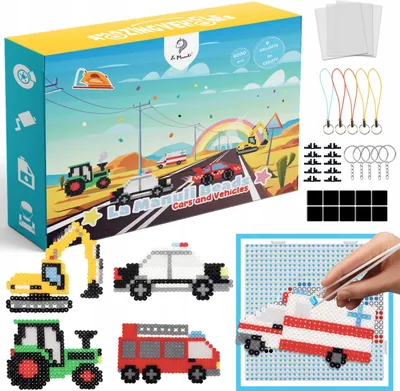 Produktbild von La Manuli Bügelperlen-Set mit erstaunlichen Fahrzeugen [LA.86]