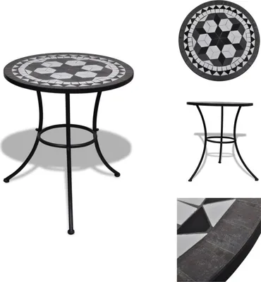 Produktbild von vidaXL Bistrotisch Schwarz und Weiß 60 cm Mosaik -  Gartentische