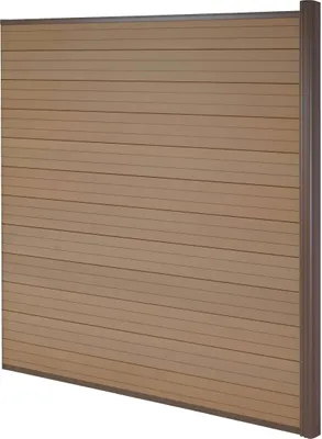 Immagine prodotto di Schermo privacy in WPC Sarthe, recinzione frangivento, palo in alluminio ~ elemento di prolunga, 1,85 m teak