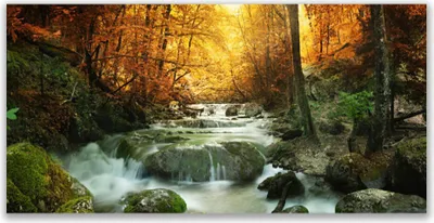 Produktbild von Acrylglasbilder 120x60 Wandbild Druck Wasserfall Wald Steine Natur