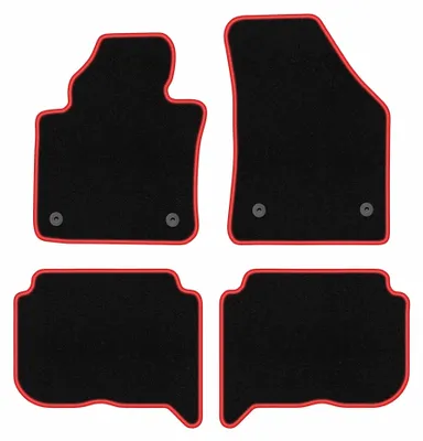 Immagine prodotto di Tappetini in moquette per Volkswagen Touran I 2004-2010 (monovolume) – set 4 pezzi, nero/rosso, su misura – Wielganizator CARLUX
